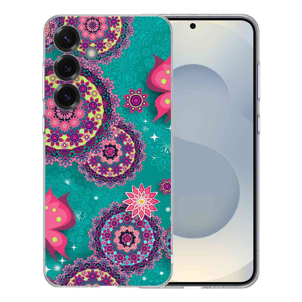 TPU Hoesje Samsung Galaxy S25 Cirkels en Vlinders Backcover design voorkant