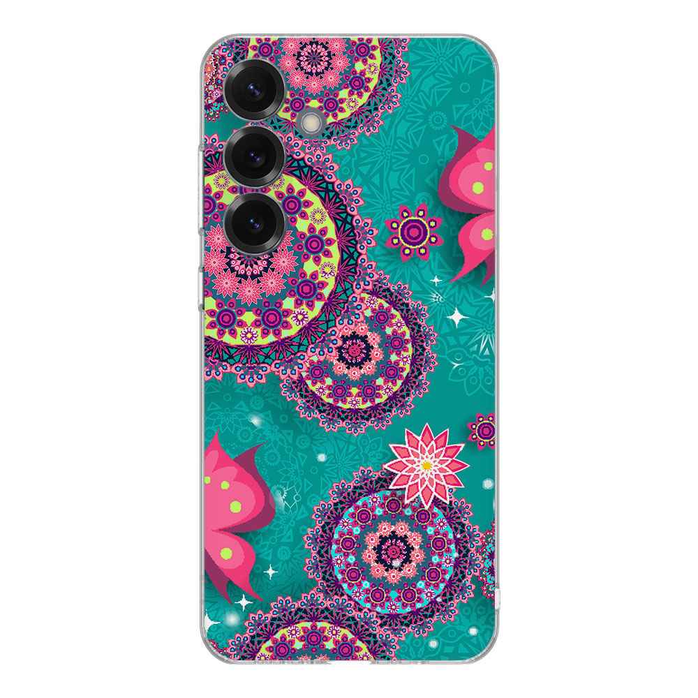 TPU Hoesje Samsung Galaxy S25 Cirkels en Vlinders Backcover ontwerp achterkant