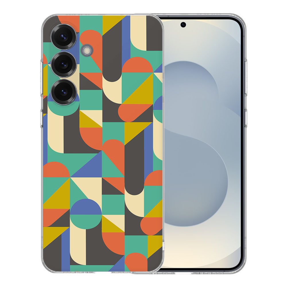 Samsung Galaxy S25 TPU Hoesje Funky Retro Backcover zijaanzicht