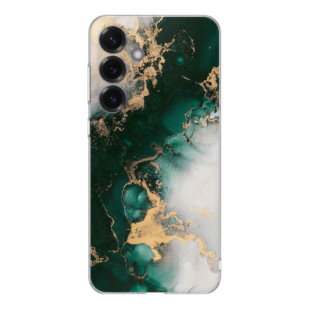 Samsung Galaxy S25 TPU Hoesje Marmer Groen Backcover achterkant ontwerp