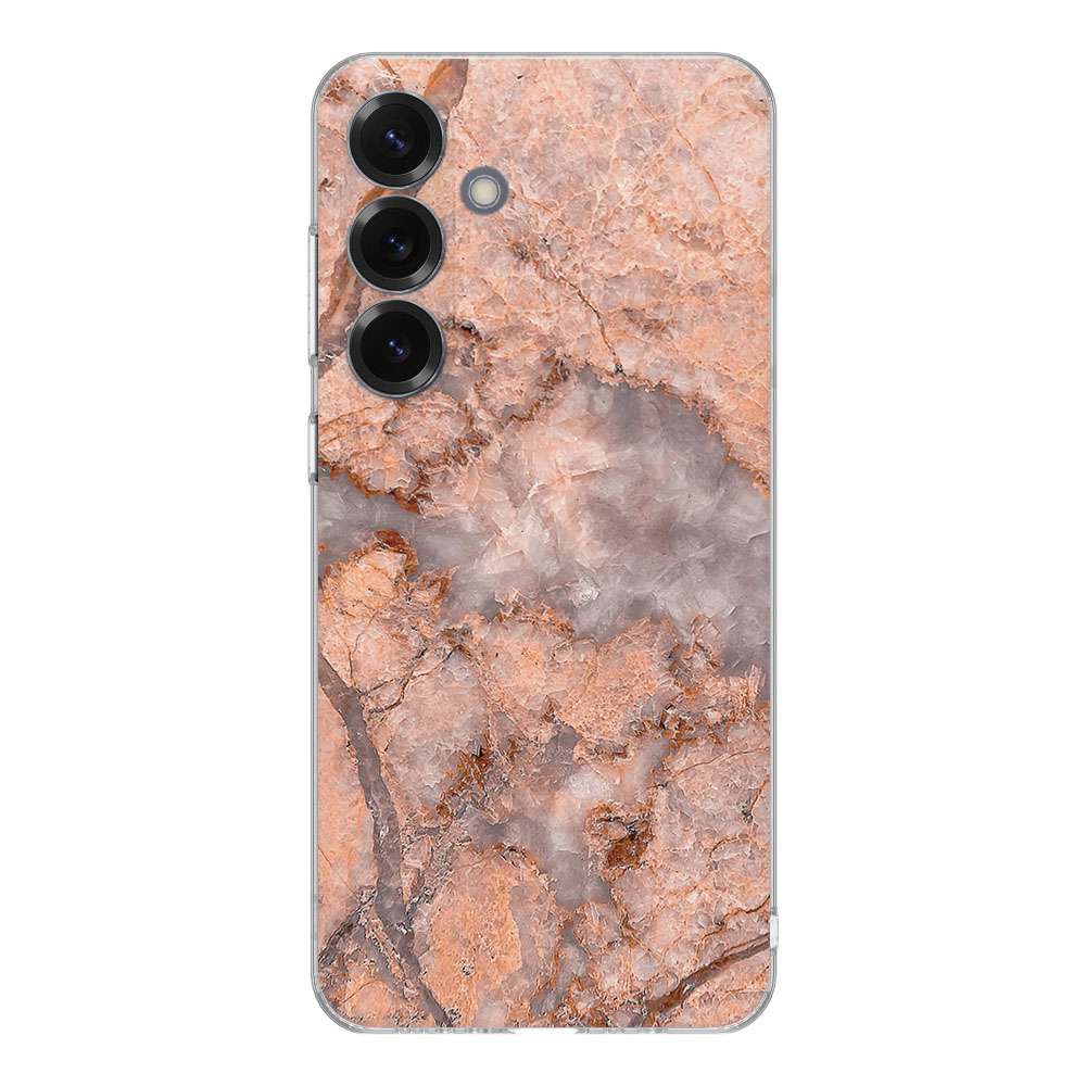 Samsung Galaxy S25 TPU Hoesje Marmer Oranje achterkant