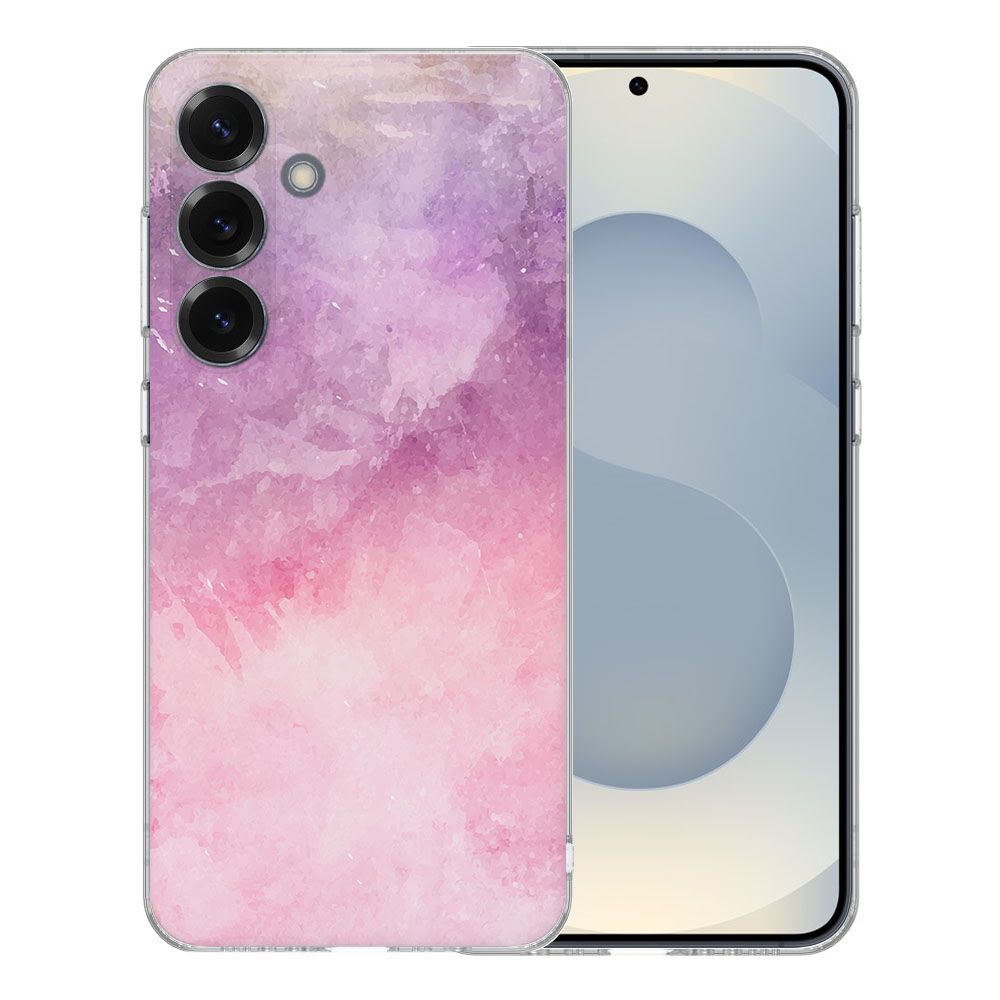 Samsung Galaxy S25 TPU Hoesje Pink Purple Paint Backcover achteransicht