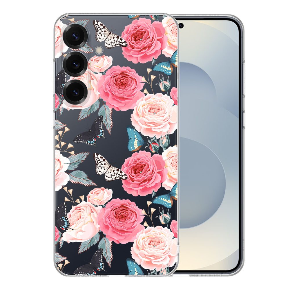 Samsung Galaxy S25 Plus TPU Hoesje Butterfly Roses achterkant