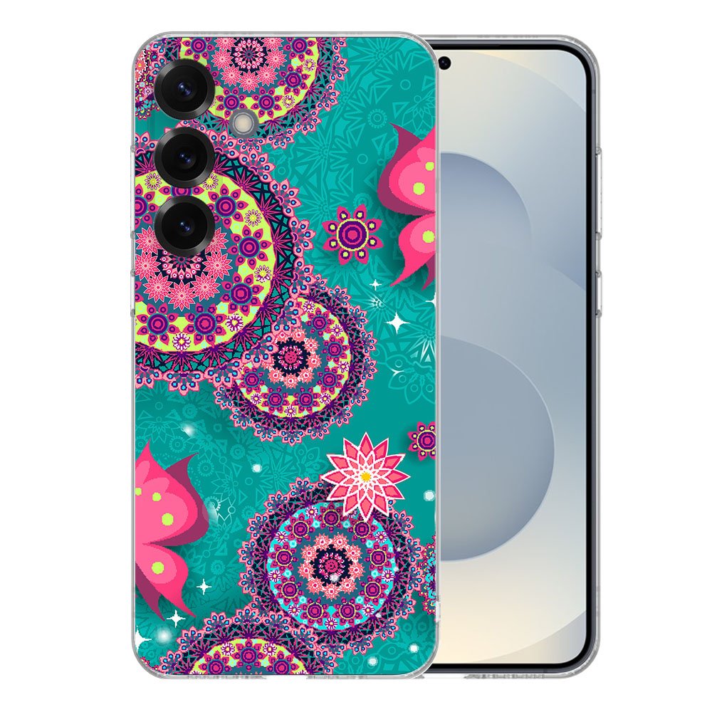 Samsung Galaxy S25 Plus TPU Hoesje Cirkels en Vlinders Backcover achteraanzicht