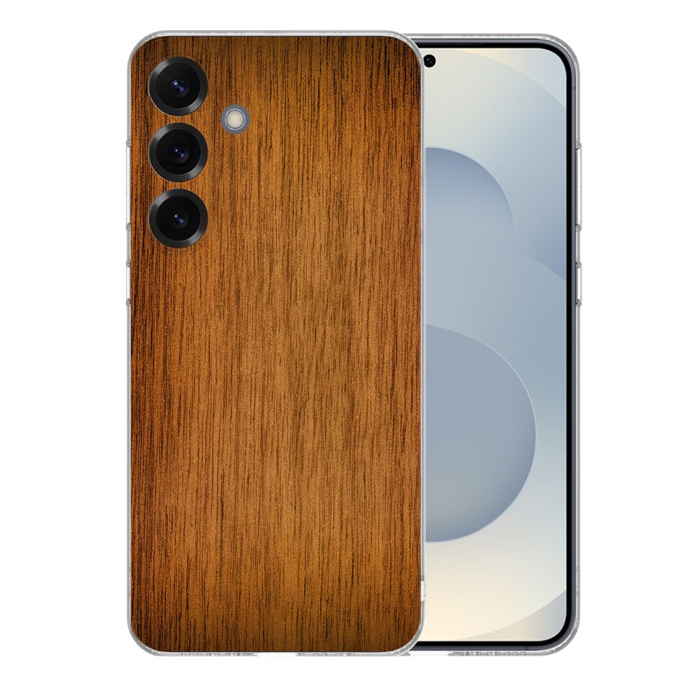Samsung Galaxy S25 Plus TPU Hoesje Donker Hout Backcover achterzijde