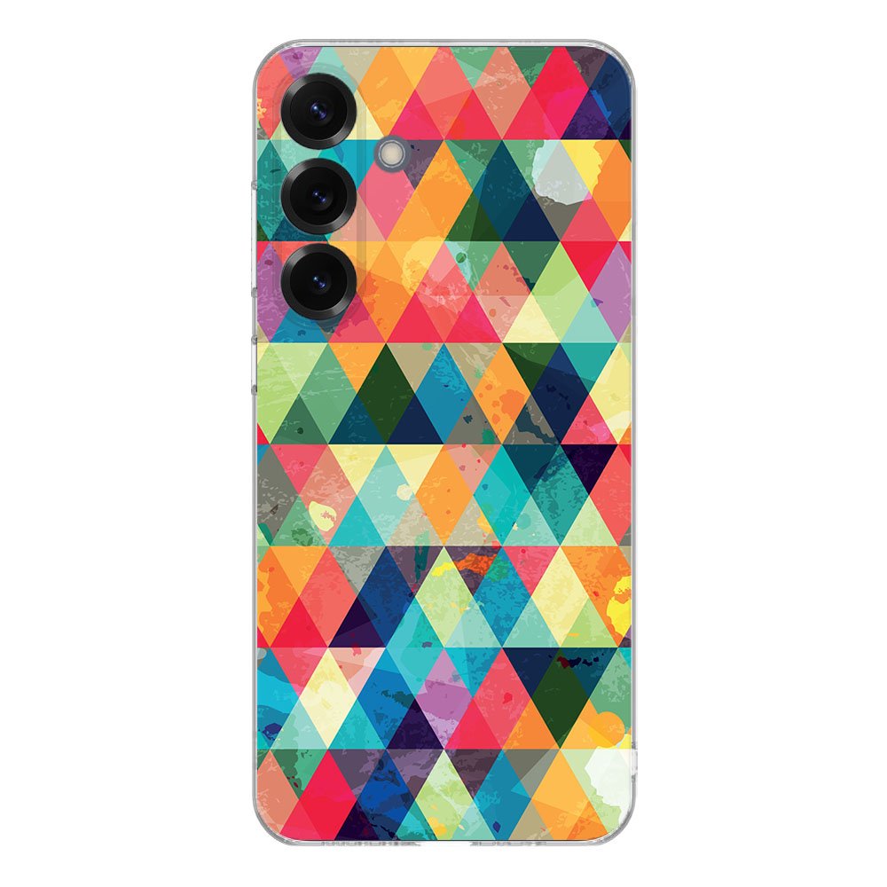 Samsung Galaxy S25 Plus TPU Hoesje Geruit Backcover kleurrijk geometrisch patroon