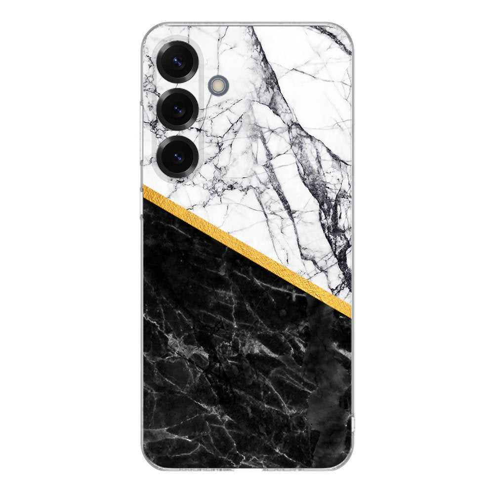 TPU Hoesje Samsung Galaxy S25 Plus Marble White Black Backcover design marble zwart wit