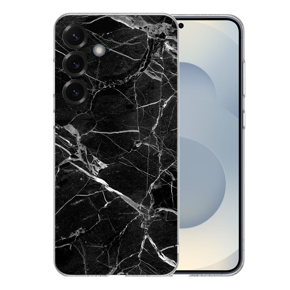 Samsung Galaxy S25 Plus TPU Hoesje Marmer Zwart Backcover achterzijde