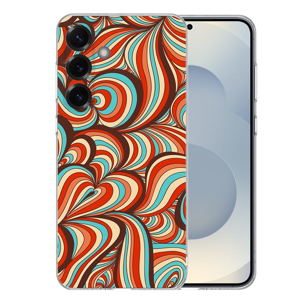 Samsung Galaxy S25 Plus TPU Hoesje Retro Backcover kleurrijk design achterkant
