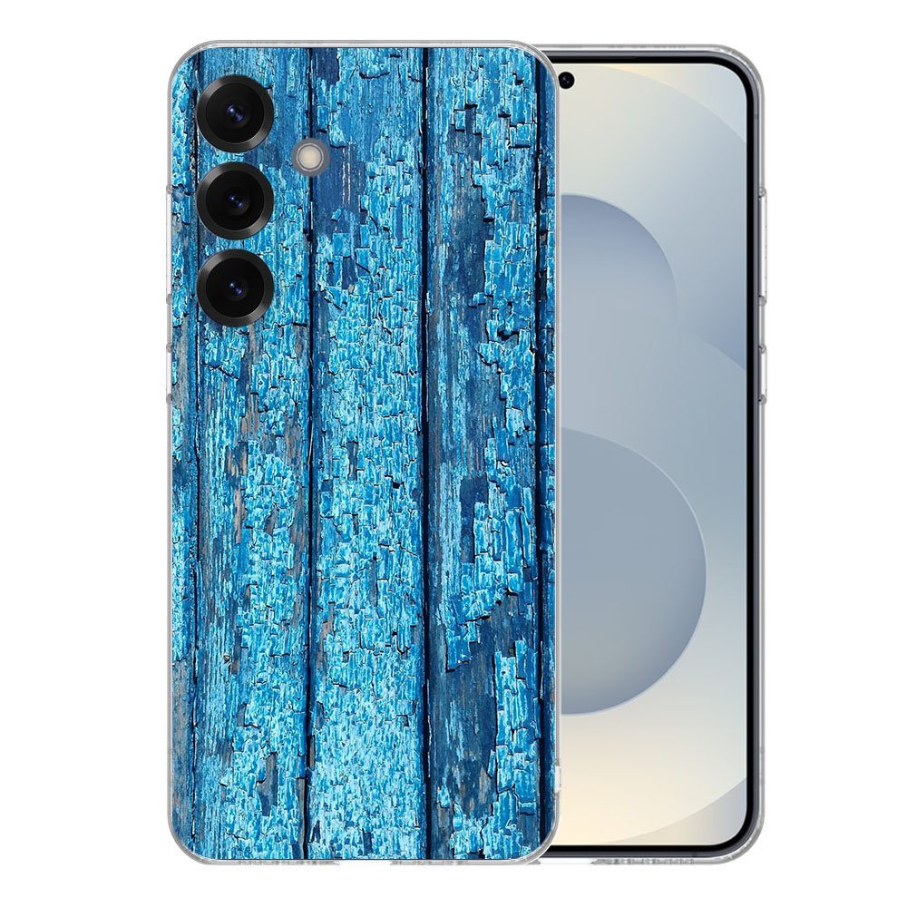 Samsung Galaxy S25 Plus TPU Hoesje Wood Blue Aanzicht