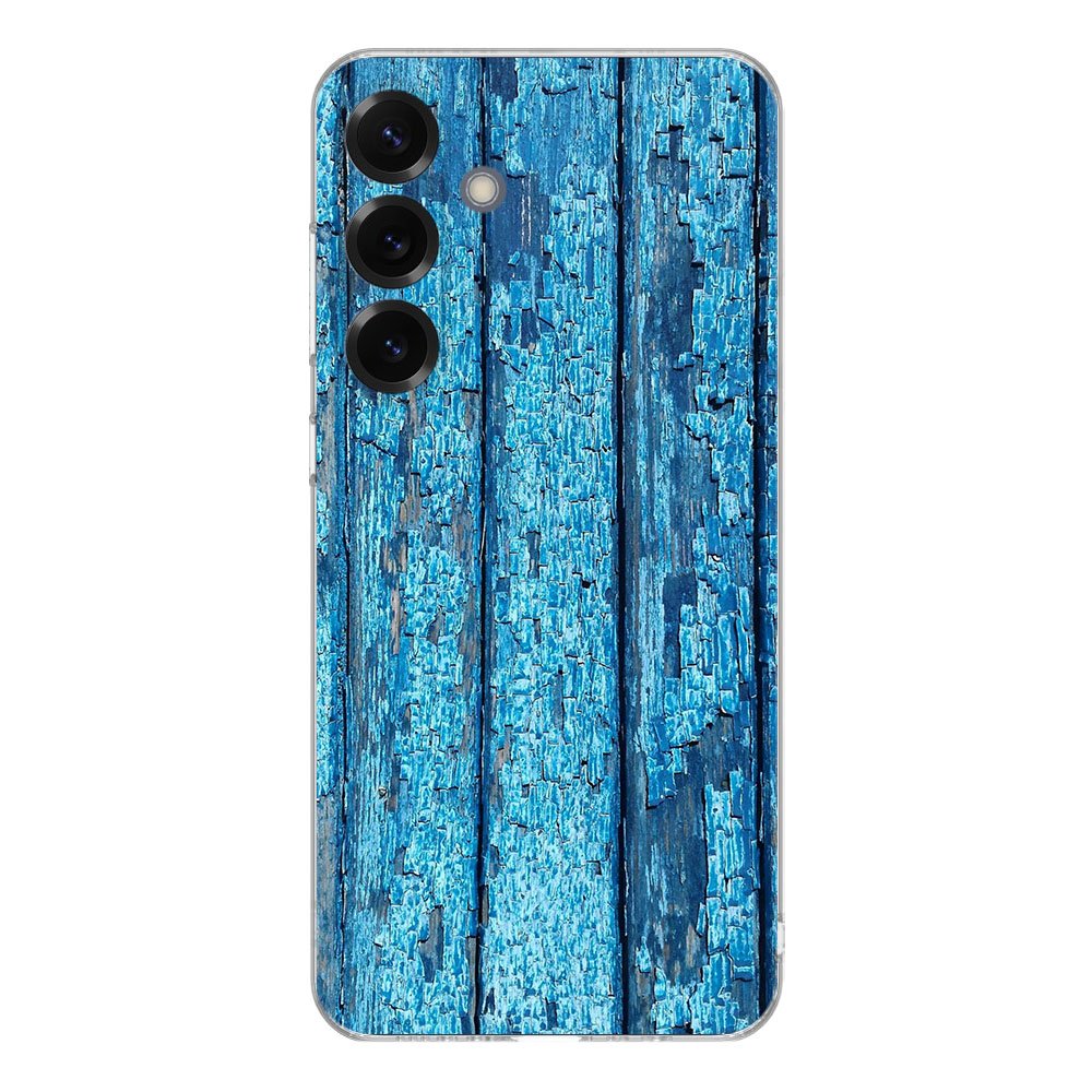 Samsung Galaxy S25 Plus TPU Hoesje Wood Blue Backcover achterkant