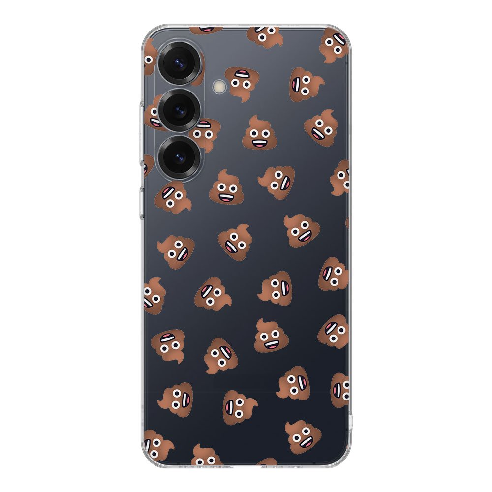 Samsung Galaxy S25 TPU Hoesje Poep Emojis Backcover achteraanzicht