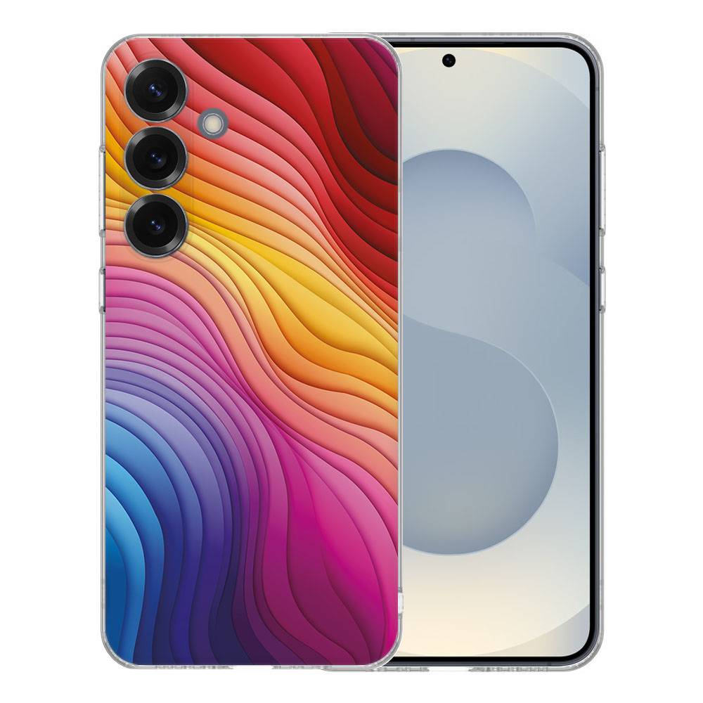 Samsung Galaxy S25 TPU Hoesje Regenboog Backcover kleurrijk design achterkant