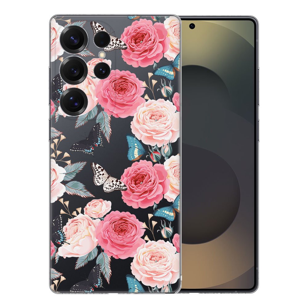 TPU Hoesje Samsung Galaxy S25 Ultra Butterfly Roses backcover aanzicht