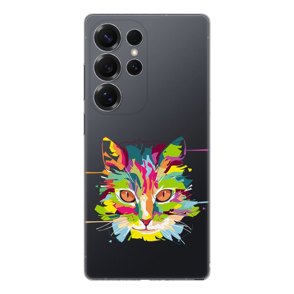 TPU Hoesje Samsung Galaxy S25 Ultra Cat Color Backcover achterzijde met kleurrijke kattenafbeelding