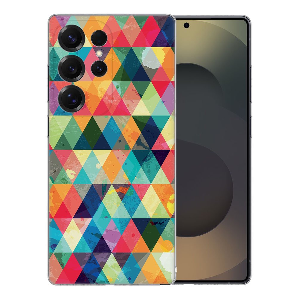 Samsung Galaxy S25 Ultra TPU Hoesje Geruit Backcover kleurrijk design voorkant