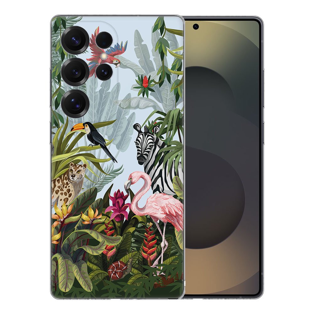 Samsung Galaxy S25 Ultra TPU Hoesje Jungle voorkant dieren planten