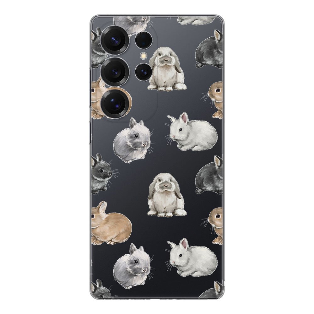 Samsung Galaxy S25 Ultra TPU Hoesje Konijntjes Backcover achteraanzicht konijnen design