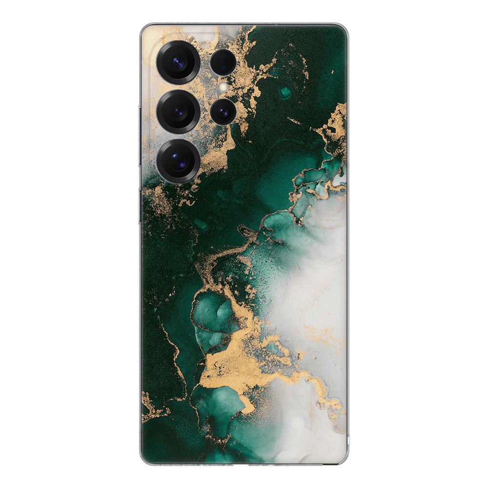 Samsung Galaxy S25 Ultra TPU Hoesje Marmer Groen Backcover achterzijde