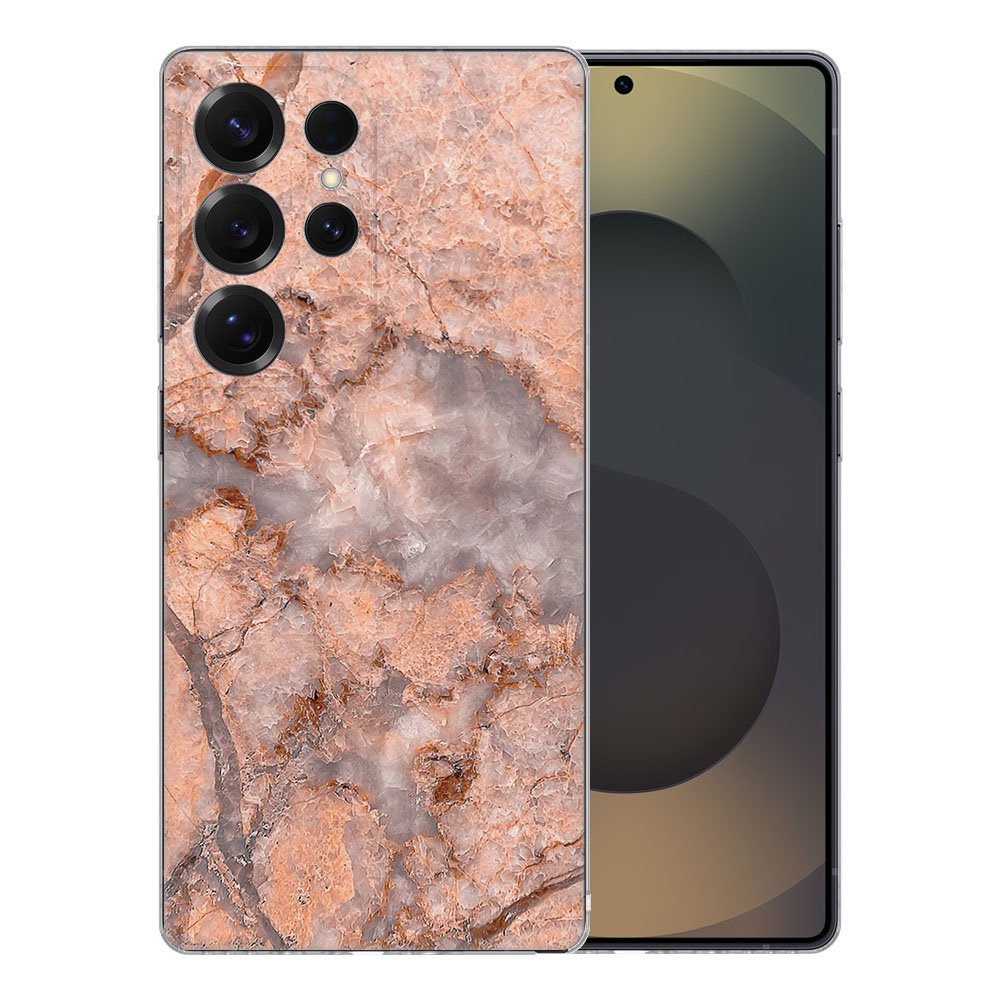 Samsung Galaxy S25 Ultra TPU Hoesje Marmer Oranje achterkant