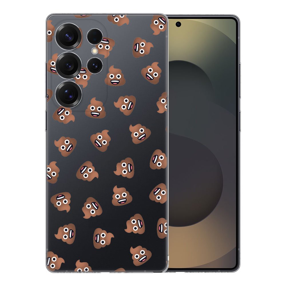 Samsung Galaxy S25 Ultra TPU Hoesje Poep Emojis achterkant