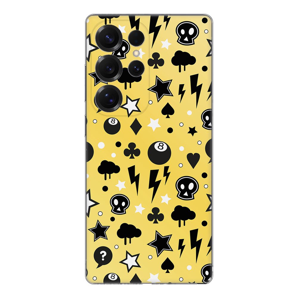 Samsung Galaxy S25 Ultra TPU Hoesje Punk Yellow Backcover design geel zwart patroon