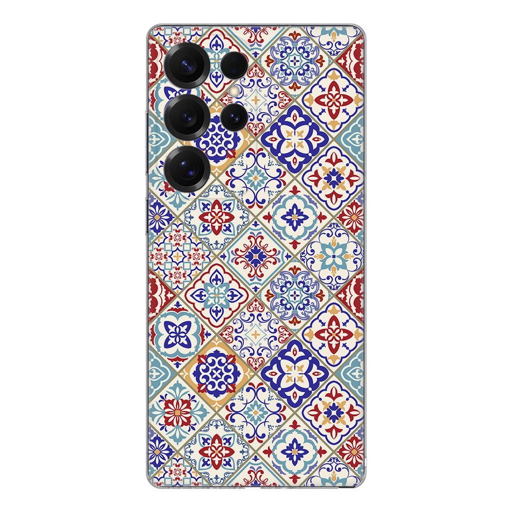 Samsung Galaxy S25 Ultra TPU Hoesje Tiles Color achterzijde