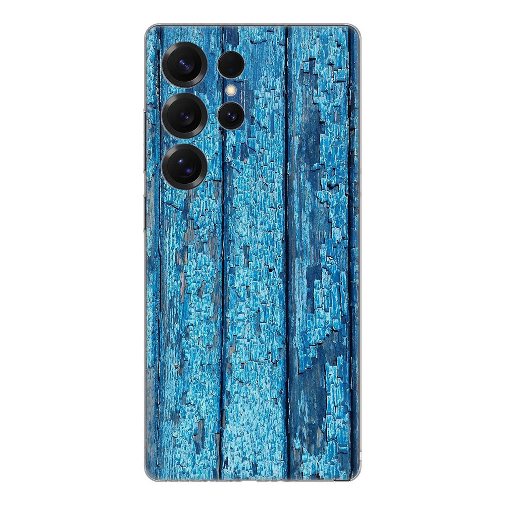 Samsung Galaxy S25 Ultra TPU Hoesje Wood Blue achterkant