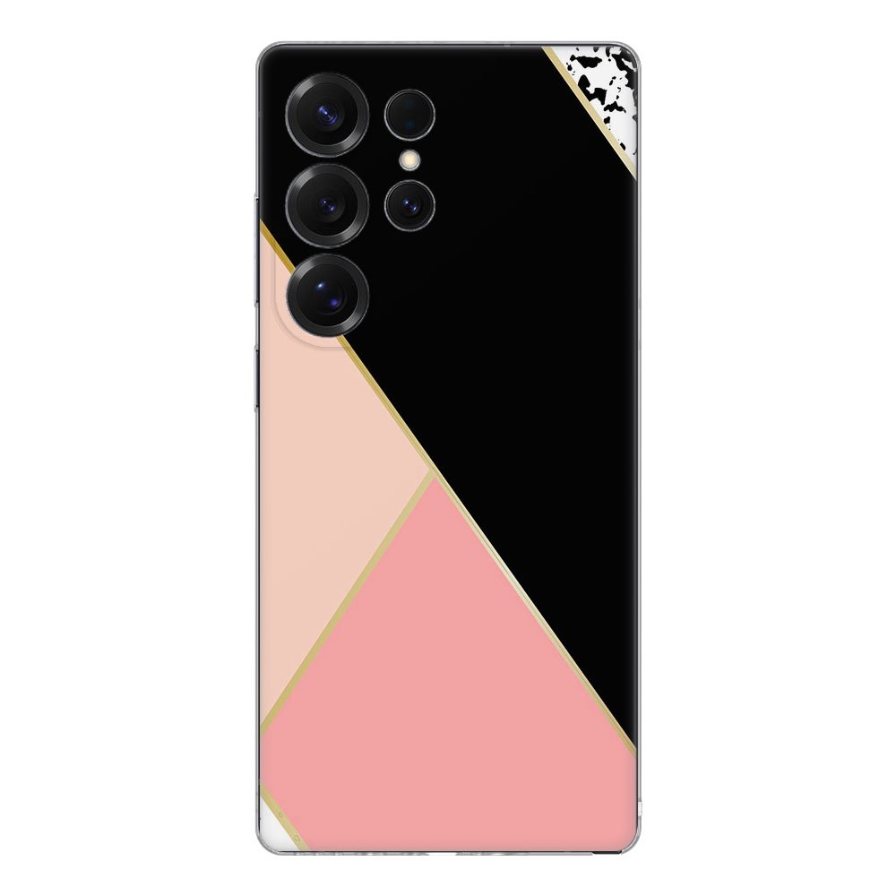 TPU Hoesje Samsung Galaxy S25 Ultra Zwart Roze Vormen Backcover achteraanzicht