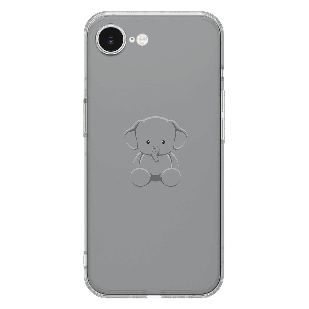 Apple iPhone 16e TPU Hoesje Baby Olifant Backcover achterkant grijs olifant ontwerp