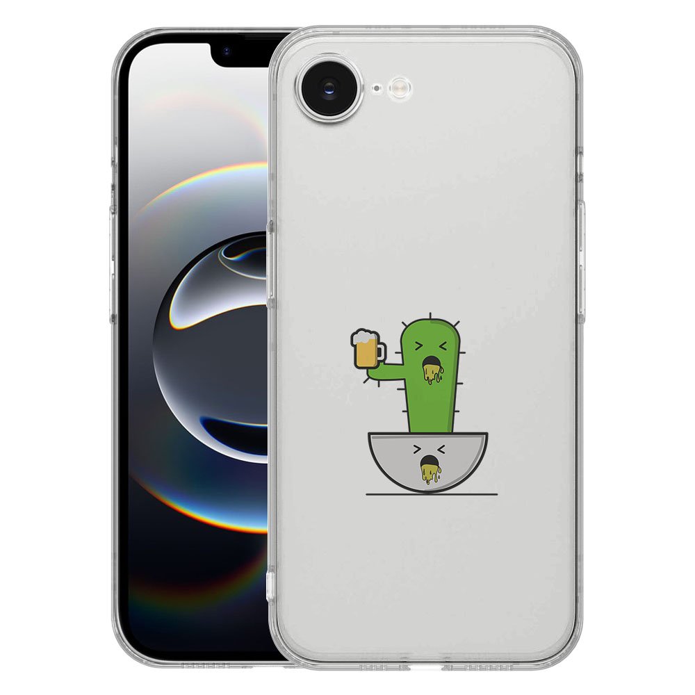 TPU Hoesje iPhone 16e Braktus Backcover cactus design transparant anzicht