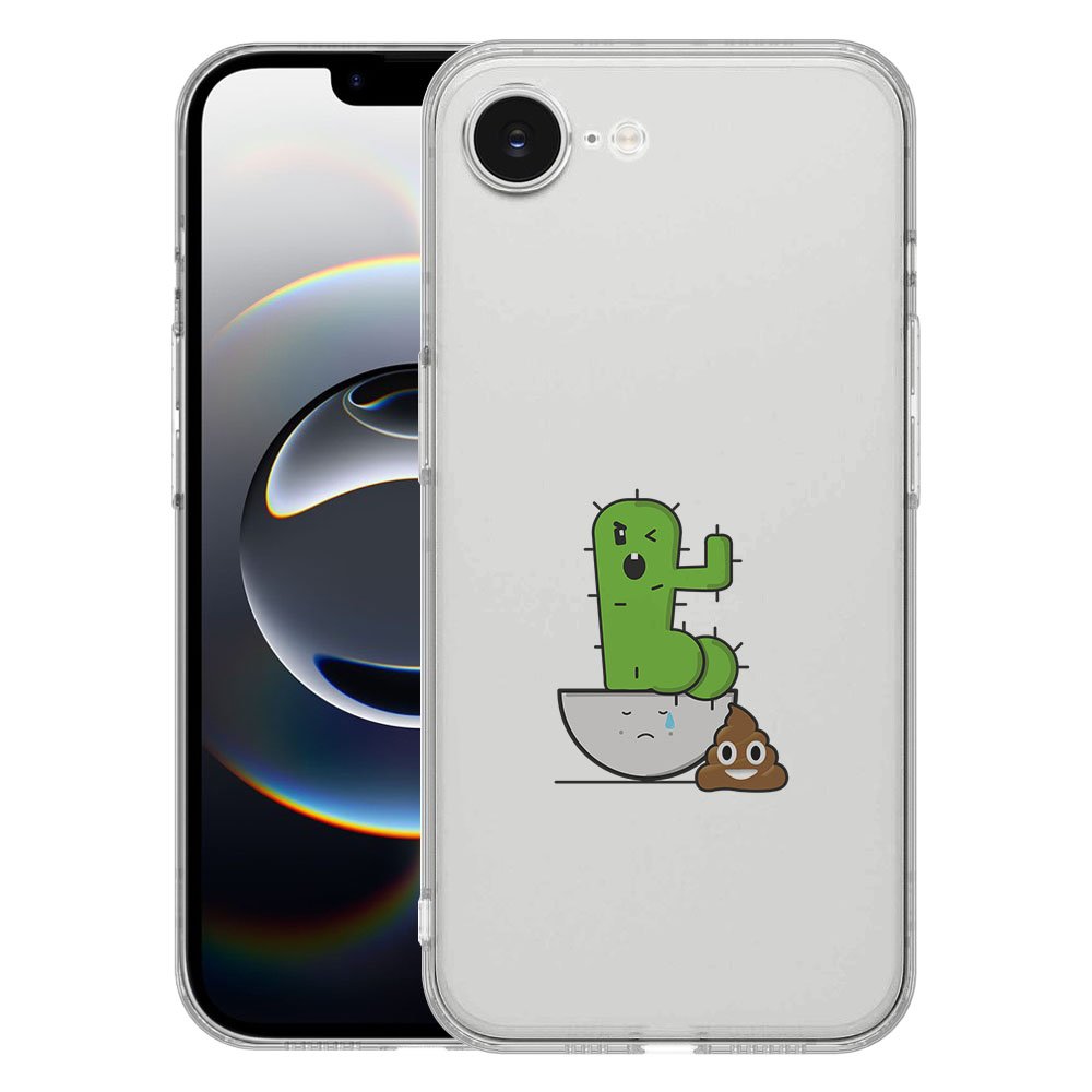 Apple iPhone 16e TPU Hoesje iPhone 16e Cactus Poo Backcover achteraanzicht