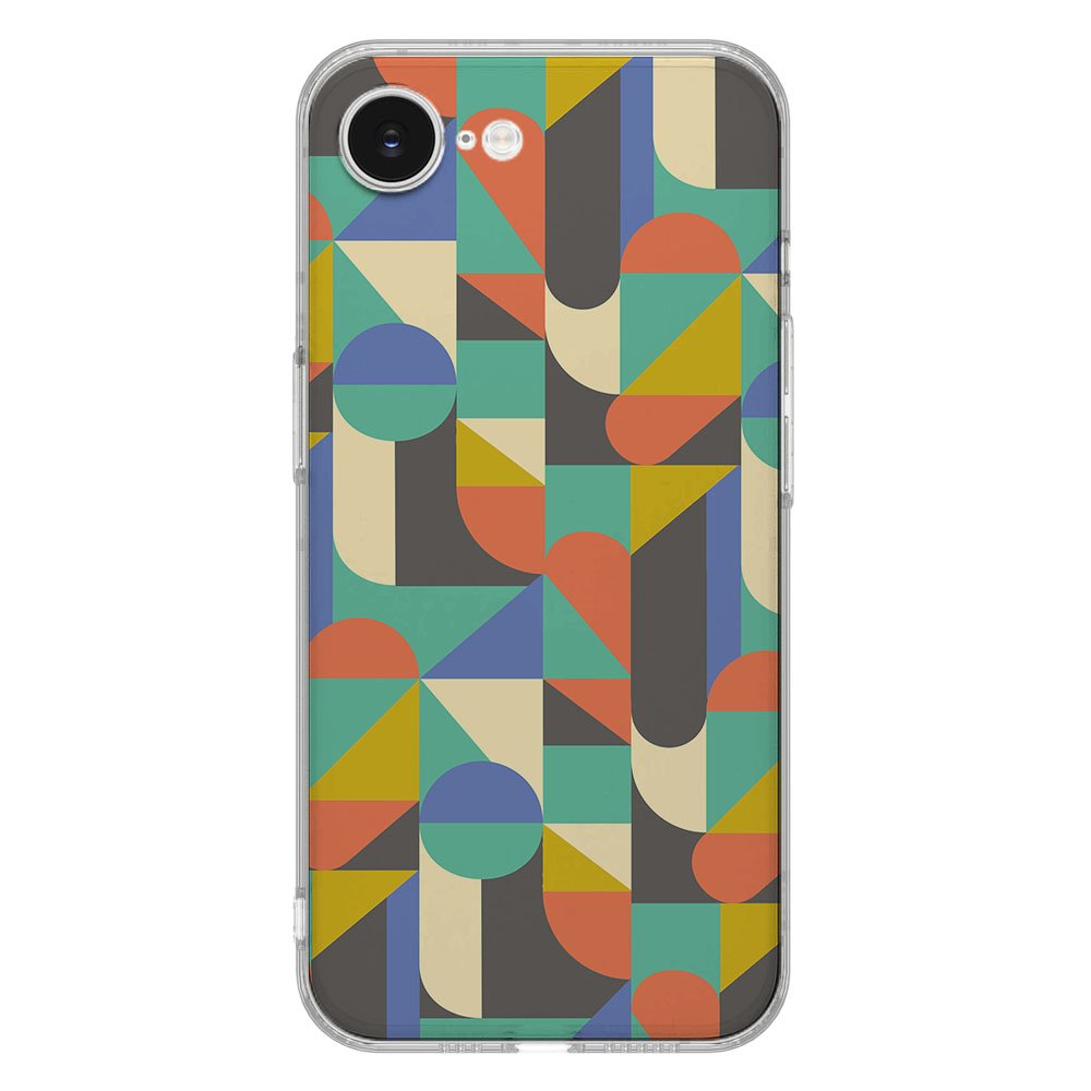 TPU Hoesje iPhone 16e Funky Retro Backcover backcover design kleurrijk geometrisch patroon