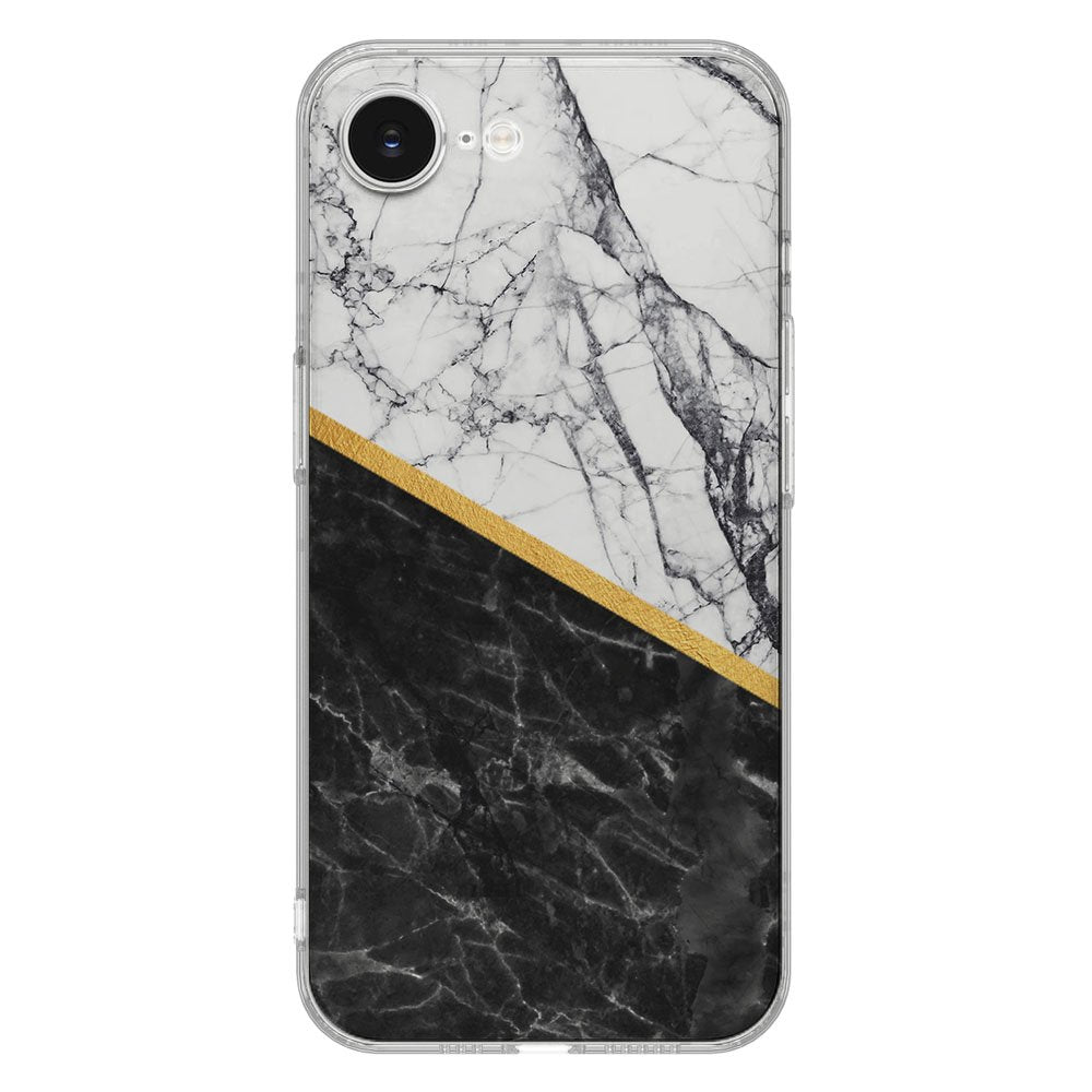 TPU Hoesje iPhone 16e Marble White Black Backcover Marble White Black design achterkant