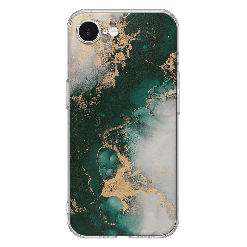 Apple iPhone 16e TPU Hoesje iPhone 16e Marmer Groen Backcover achteraanzicht