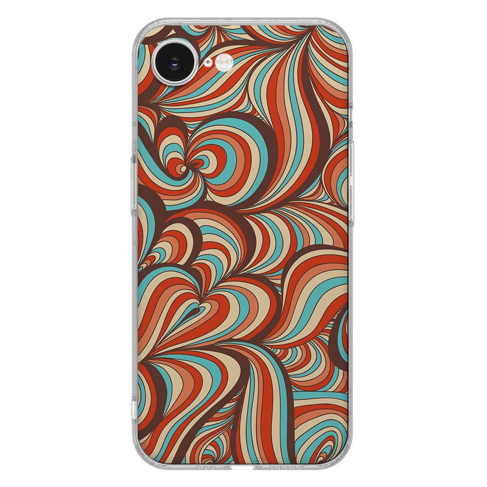 Apple iPhone 16e TPU Hoesje Retro Backcover voorkant kleurrijk design