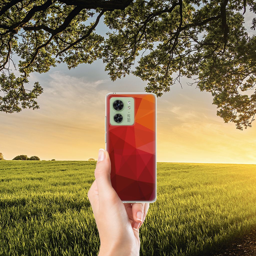 Motorola Edge 40 TPU Hoesje Polygon Red hand houden zonsondergang natuur