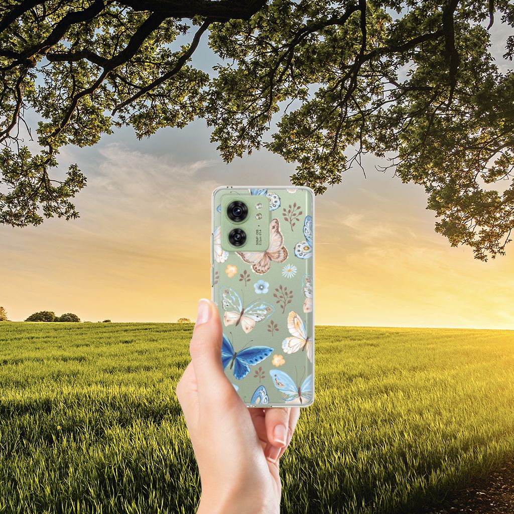 Motorola Edge 40 TPU Hoesje Vlinder hand aanzicht