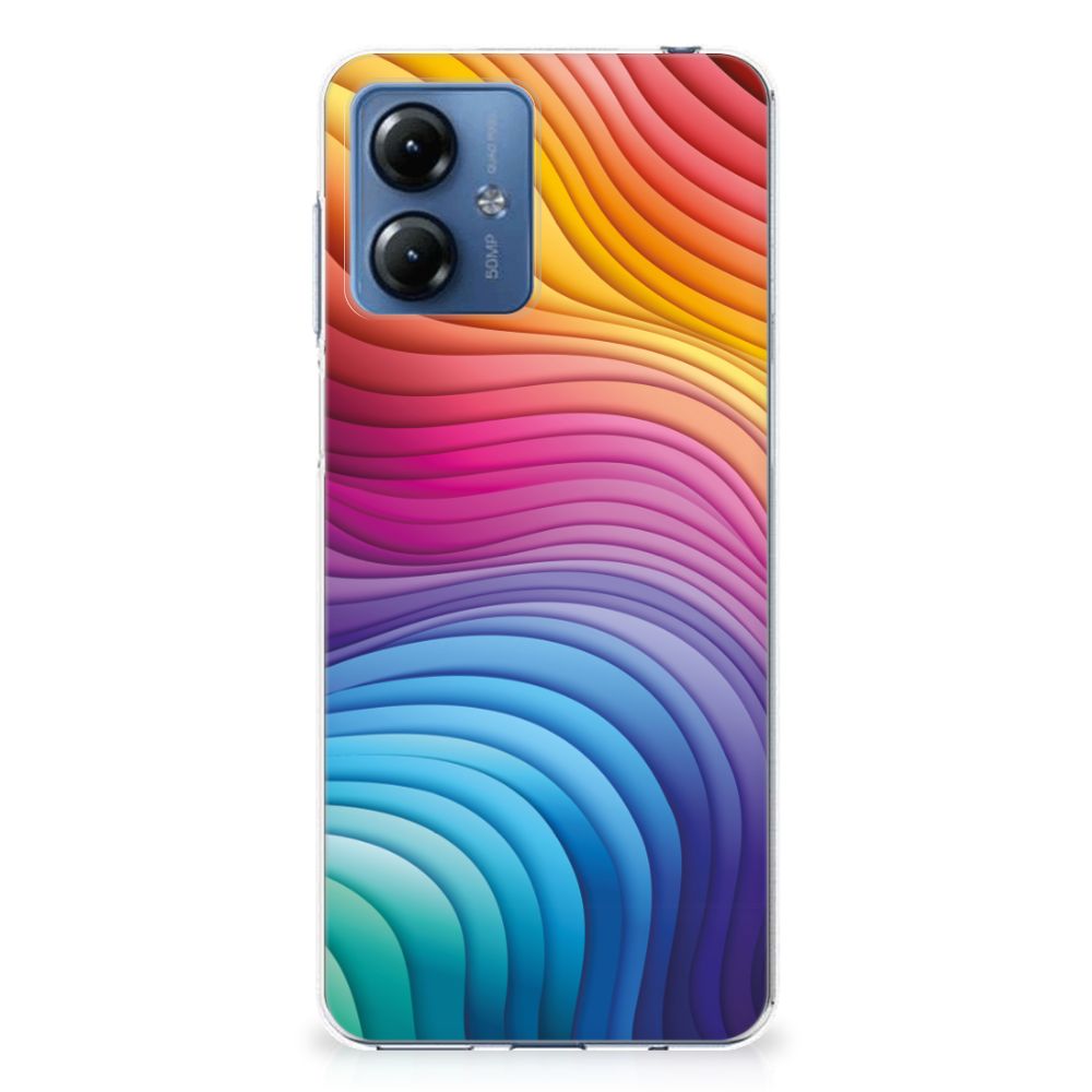 Motorola Moto G14 TPU Hoesje Regenboog design kleurrijk aanzicht