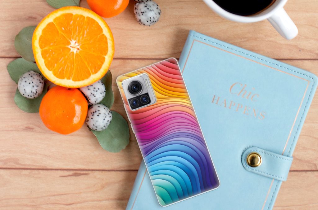 Motorola Moto X30 Pro TPU Hoesje Regenboog design kleurgradaties aanzicht