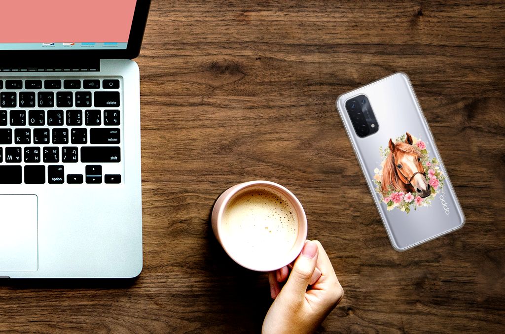 TPU Hoesje voor OPPO A74 5G | A54 5G Paard telefoonhoesje design paard aanzicht