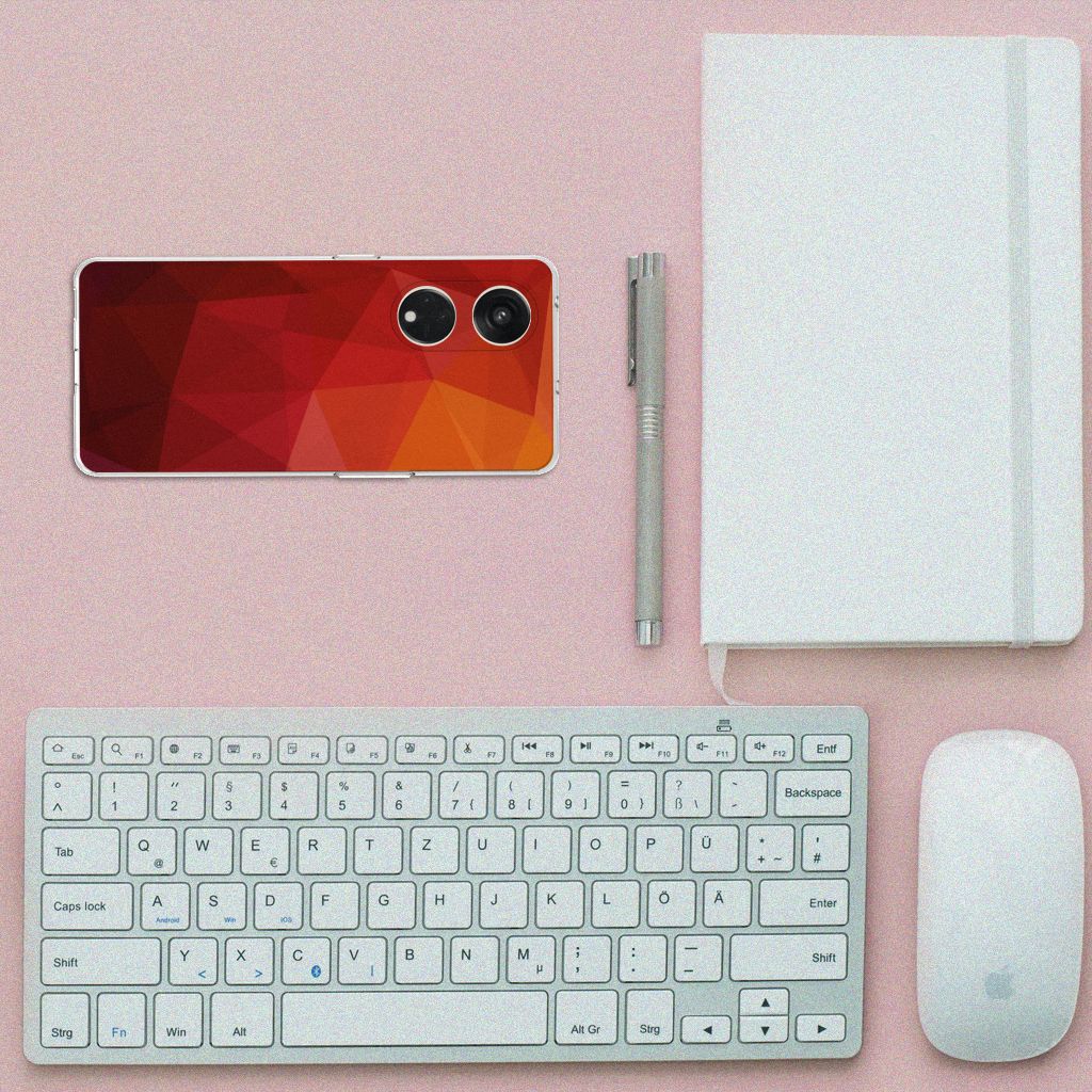 OPPO Reno8 T 5G TPU Hoesje Polygon Red bovenaanzicht