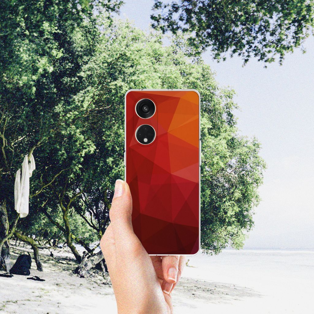 OPPO Reno8 T 5G TPU Hoesje Polygon Red hand aanzicht
