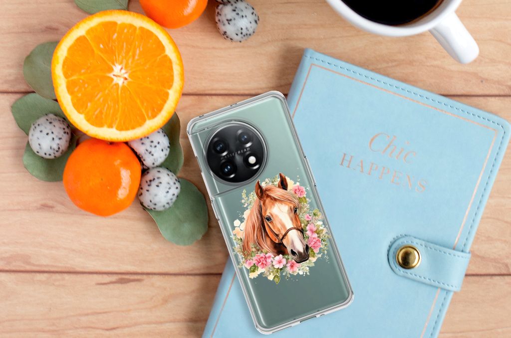 OnePlus 11 TPU Hoesje Paard design bovenaanzicht