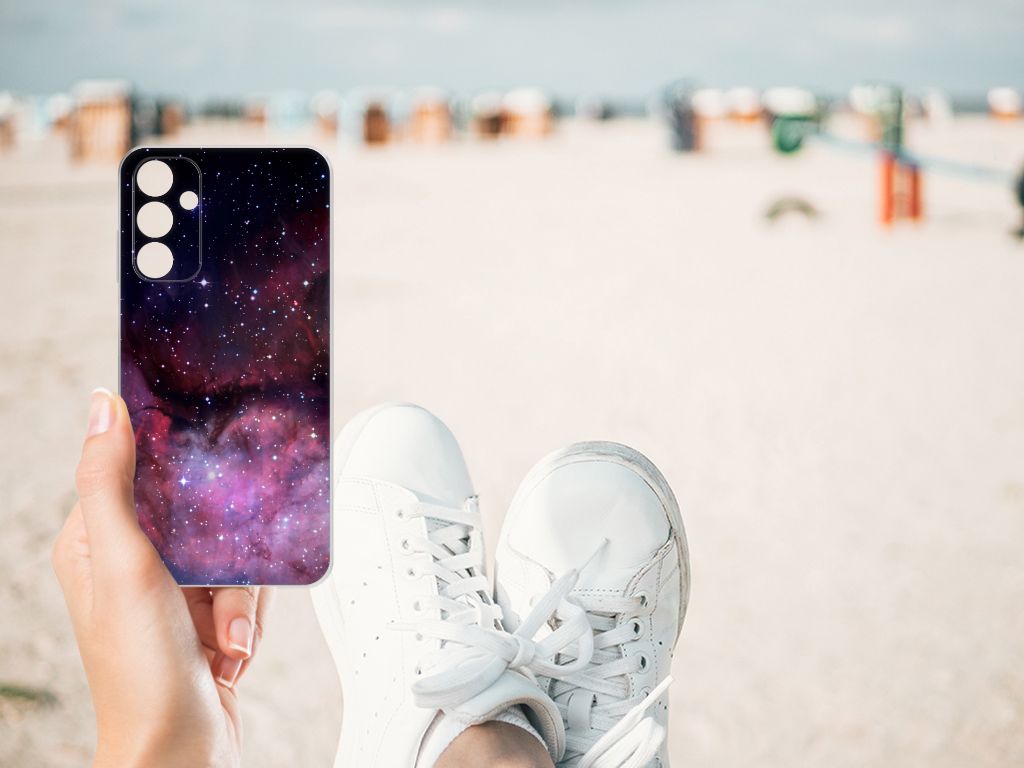 Samsung Galaxy A15 Galaxy TPU Hoesje heelal design zij aanzicht