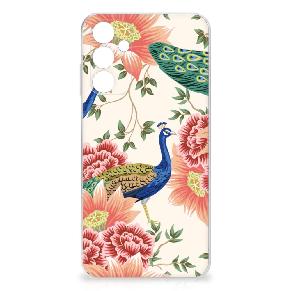 Samsung Galaxy A15 TPU Hoesje Pink Peacock achterkant