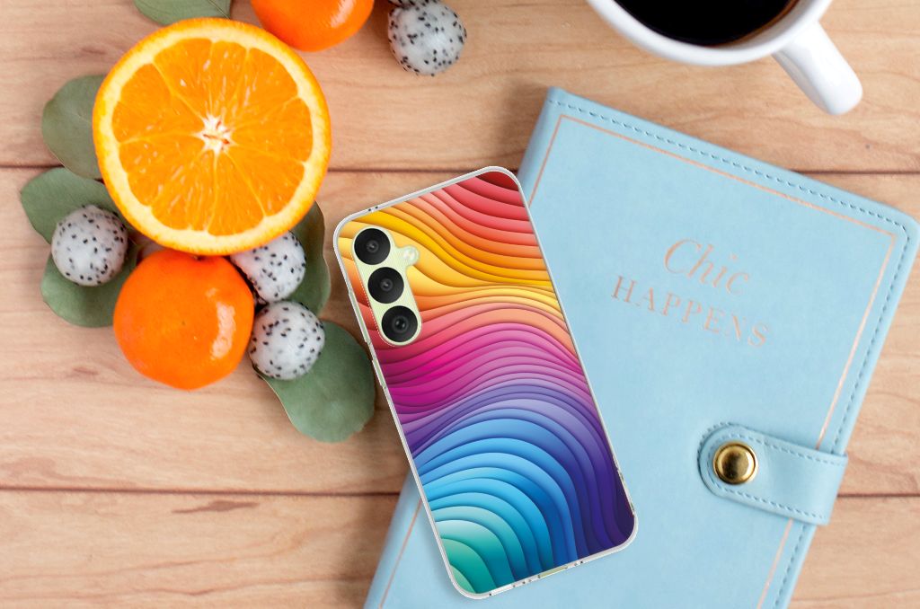 Samsung Galaxy A35 TPU Hoesje Regenboog design aanzicht