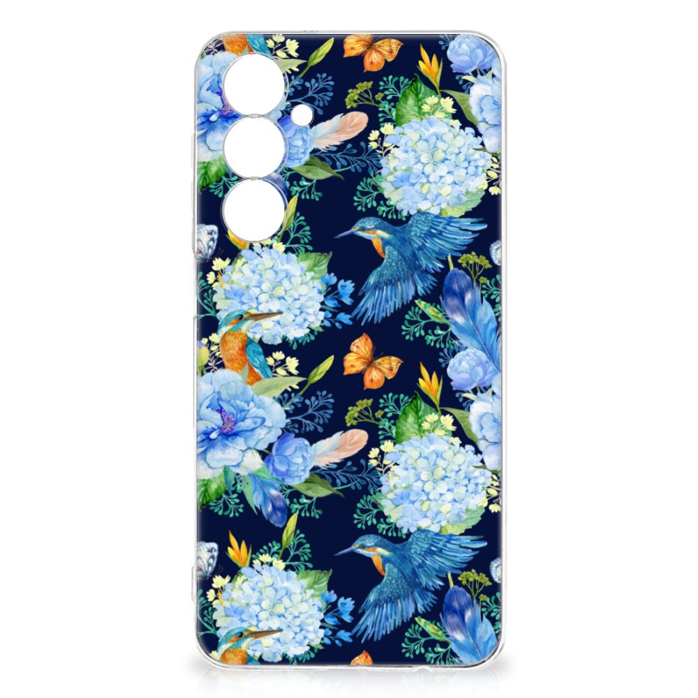 TPU Hoesje voor Samsung Galaxy A54 5G IJsvogel met bloemen en vlinders, perfect cadeau voor bescherming en uitstraling.