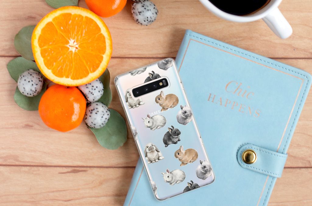 Samsung Galaxy S10 Plus TPU Hoesje voor Samsung Galaxy S10 Plus Konijntjes bovenaanzicht