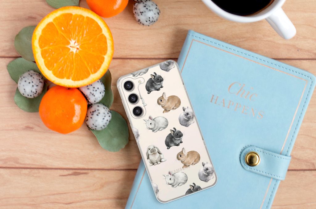 TPU Hoesje voor Samsung Galaxy S23 Plus Konijntjes design konijnen aanzicht